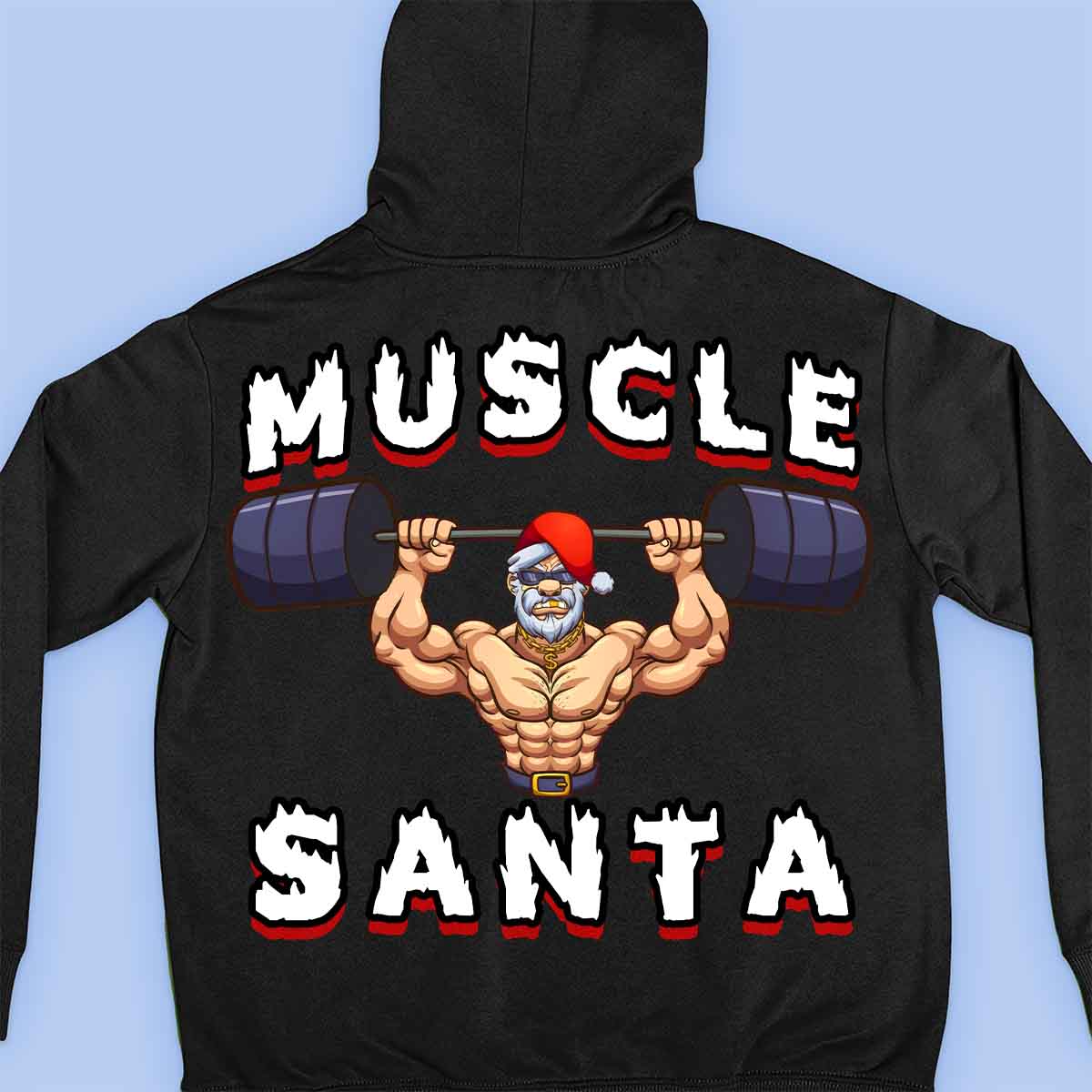 Muscle Santa - Sweat à capuche premium unisexe Backprint