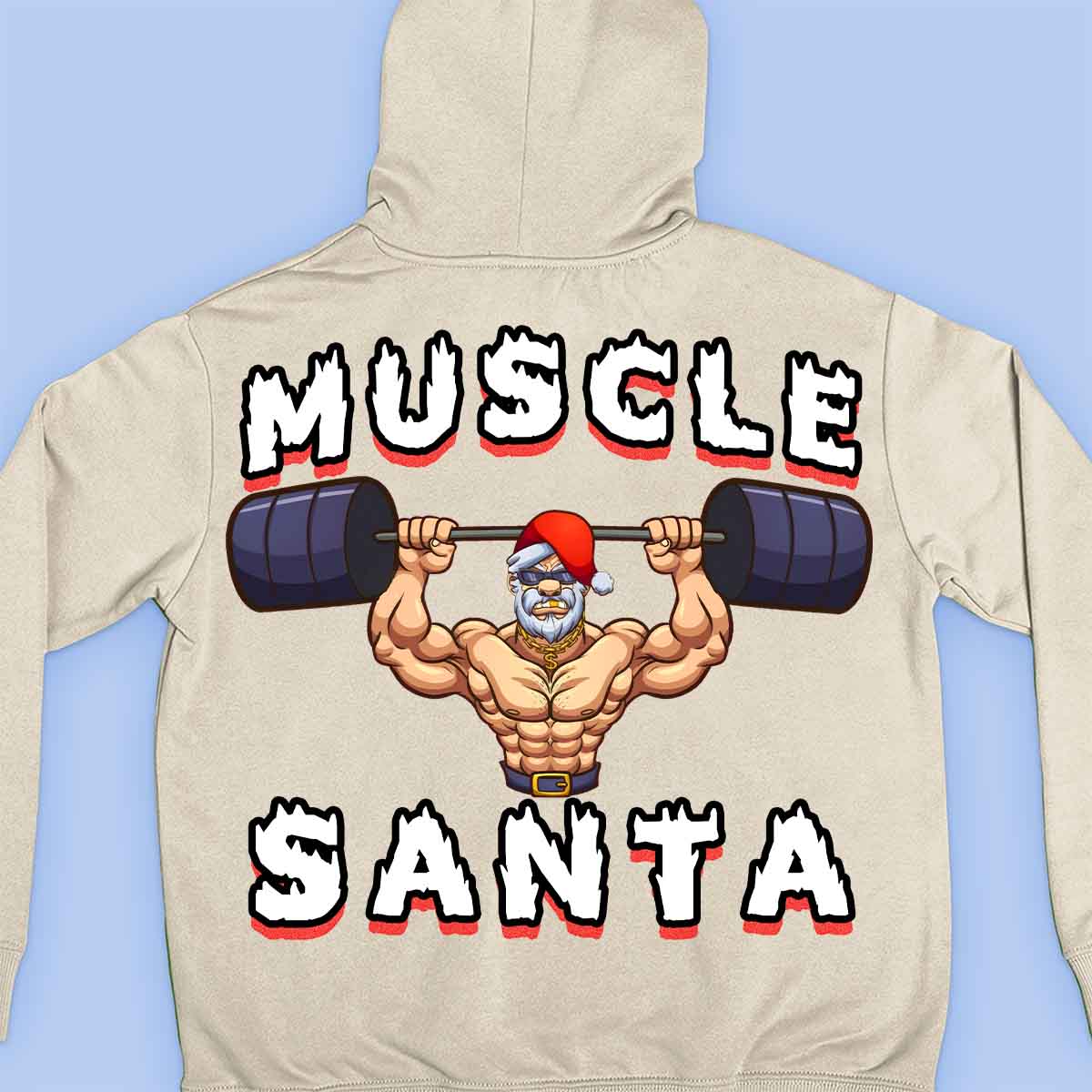 Muscle Santa - Sweat à capuche premium unisexe Backprint