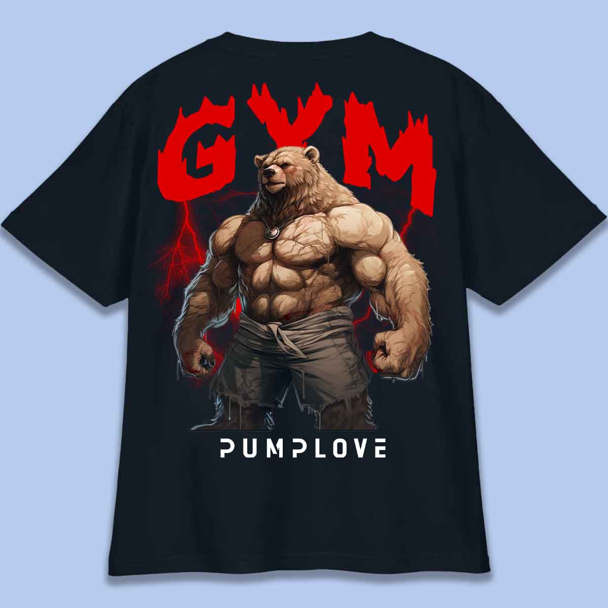 Gym Bear - T-Shirt Oversize Unisex Backprint